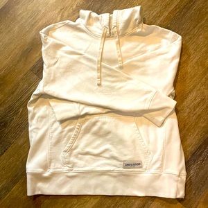 Life Is Good white pullover hoodie sweatshirt.